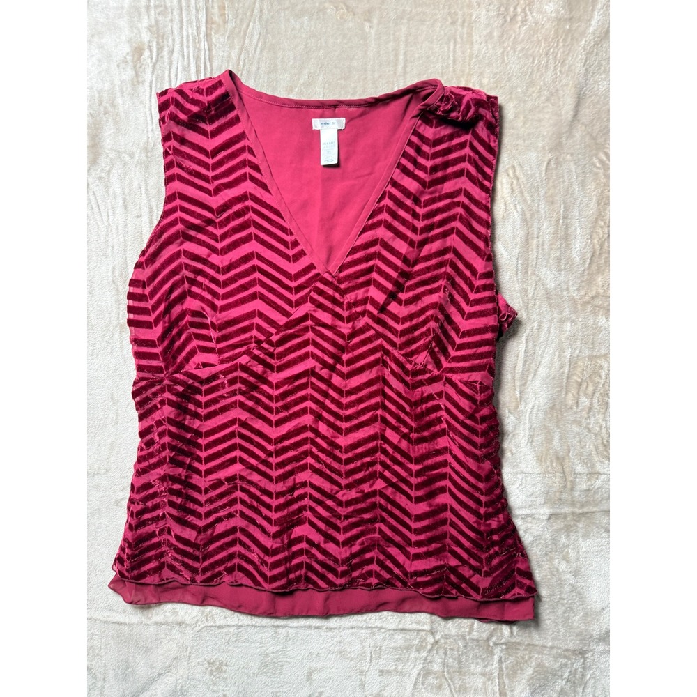 90s Old Navy XL Velvet Burnout Chevron V-Neck Sleeveless Blouse Romantic Glam